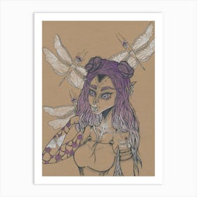 Dragonfly mother Art Print