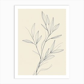 Line Drawing Of A Leaf 10 Art Print