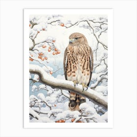 Winter Bird Painting Red Tailed Hawk 1 Art Print