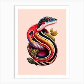 Red Tailed Boa Snake Tattoo Style Art Print