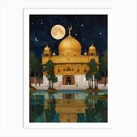 William Morris Golden Temple At Night Art Print