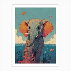 Elephant In The Sea Canvas Print Art Print