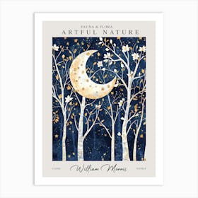 William Morris Night Moon Trees Botanical Exhibition Art Print