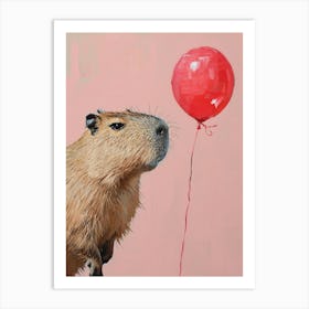 Cute Capybara 3 With Balloon Art Print