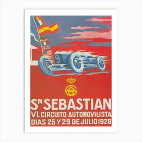 San Sebastián Spain Vintage Car Race Poster Art Print