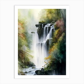 Henrhyd Falls, United Kingdom Water Colour  (2) Art Print