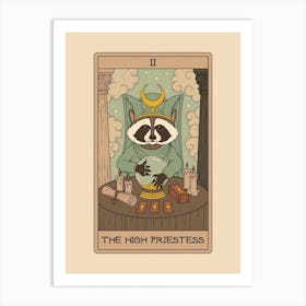 The High Priestess   Raccoons Tarot Art Print