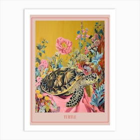 Floral Animal Painting Turtle 3 Poster Art Print