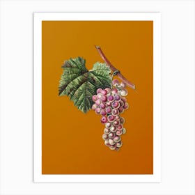 Vintage Grape Vine Botanical on Sunset Orange n.0094 Art Print