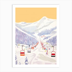 Whistler Blackcomb   British Columbia, Canada, Ski Resort Pastel Colours Illustration 1 Art Print