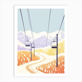 Park City Mountain Resort   Utah, Usa, Ski Resort Pastel Colours Illustration 3 Art Print