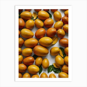 Oranges On White Background Art Print