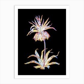 Stained Glass Fritillaries Mosaic Botanical Illustration on Black Art Print