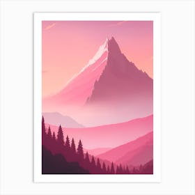 Misty Mountains Vertical Background In Pink Tone 61 Art Print