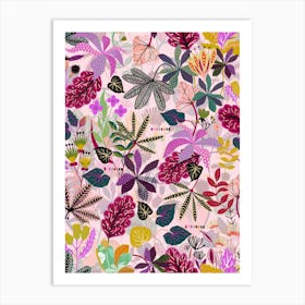 Gardenia - Pink Green Art Print