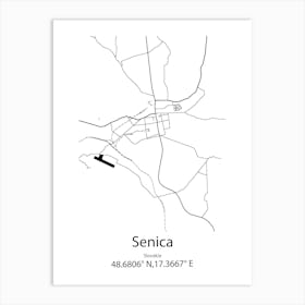 Senica,Slovakia Minimalist Map Art Print