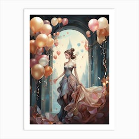 Girl With Balloons Art Print