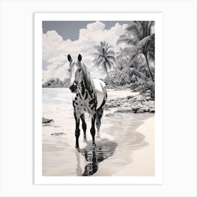 A Horse Oil Painting In Eagle Beach, Aruba, Portrait 4 Art Print