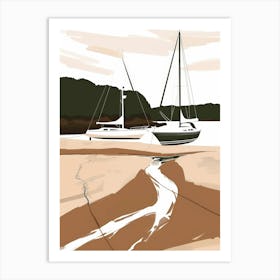 Sailboats On The Beach 2 Art Print