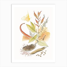 Cat S Claw Spices And Herbs Pencil Illustration 2 Art Print