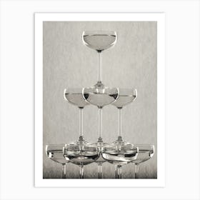Champagne Glasses Beige_2242705 Art Print