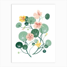 Wild Flower Nasturtium Botanical Painting 1 Art Print