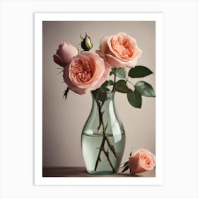 A Vase Of Pink Roses 64 Art Print