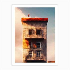 Man On Top Of Building Art Print