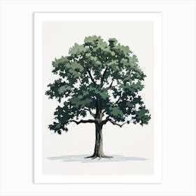 Oak Tree Pixel Illustration 4 Art Print