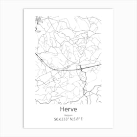 Herve,Belgium Minimalist Map Art Print