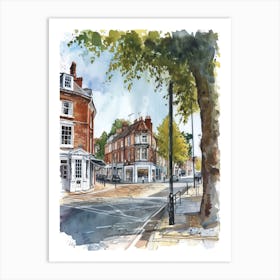 Kingston Upon Thames London Borough   Street Watercolour 4 Art Print