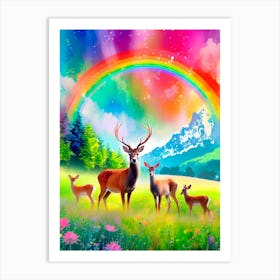 Rainbow Deer Art Print