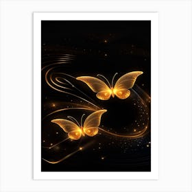 Golden Butterflies 1 Art Print
