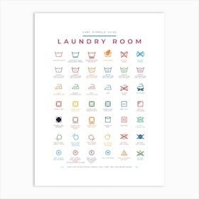 Laundry Room Symbols Guide Colorful Art Print