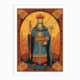 The Emperor Tarot Card, Vintage 3 Art Print