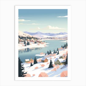 Vintage Winter Travel Illustration Big Bear Lake California 1 Art Print