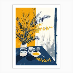 Mimosa Flowers On A Table   Contemporary Illustration 3 Art Print