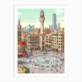 Takism Square Meydan Pixel Art 1 Art Print