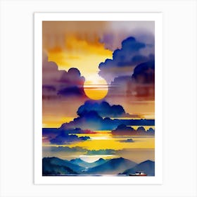 Sunset On The Lake 2 Art Print