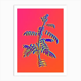 Neon Flowering Indigo Plant Botanical in Hot Pink and Electric Blue Art Print