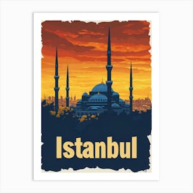 Aihrgdesign A Retro Travel Poster For Istanbul Featuring The Art Print