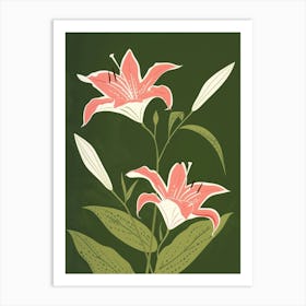 Pink & Green Gloriosa Lily 1 Art Print