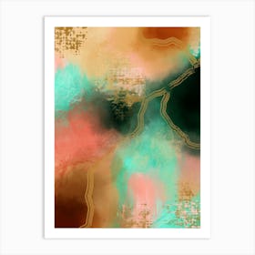 Luxury Green Agathe Gold Abstract Art Art Print