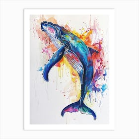 Humpback Whale Colourful Watercolour 2 Art Print