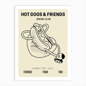 Hot Dogs And Friends Social Club Retro Food Kitchen Art Print