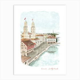 Zurich, Grossmünster Cathedral, Switzerland Art Print