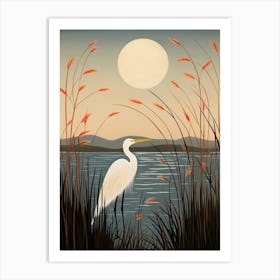 Bird Illustration Egret 4 Art Print