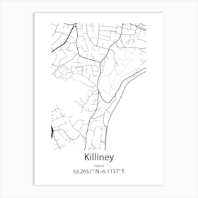 Killiney,Ireland Minimalist Map Art Print