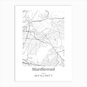 Montfermeil,France Minimalist Map Art Print