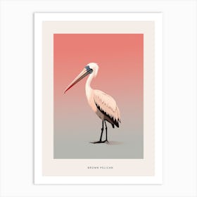Minimalist Brown Pelican 1 Bird Poster Art Print